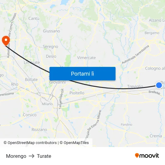 Morengo to Turate map