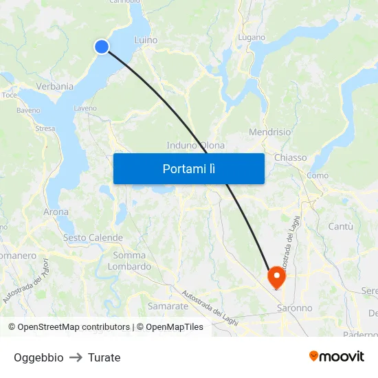 Oggebbio to Turate map