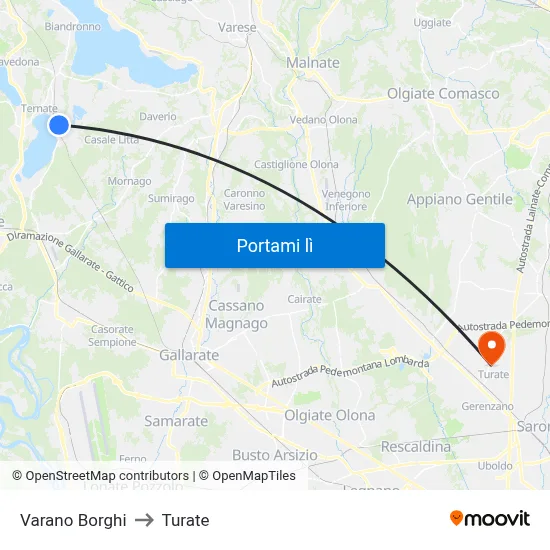 Varano Borghi to Turate map