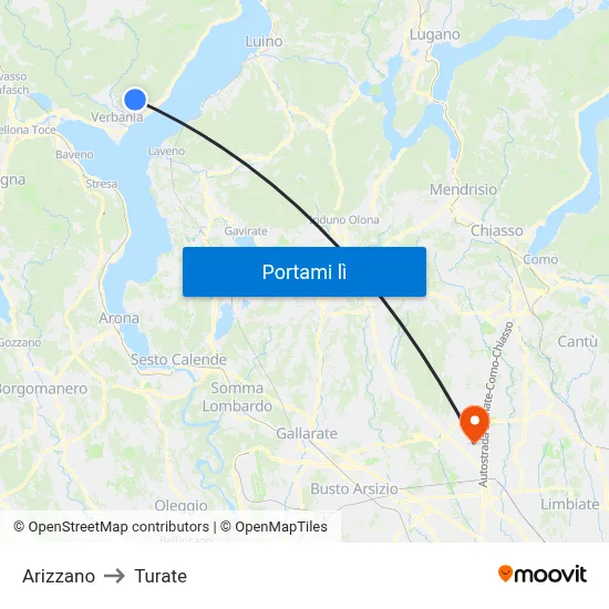 Arizzano to Turate map