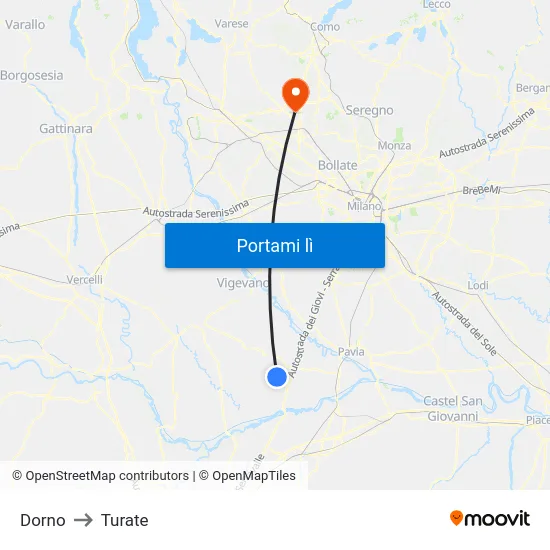 Dorno to Turate map