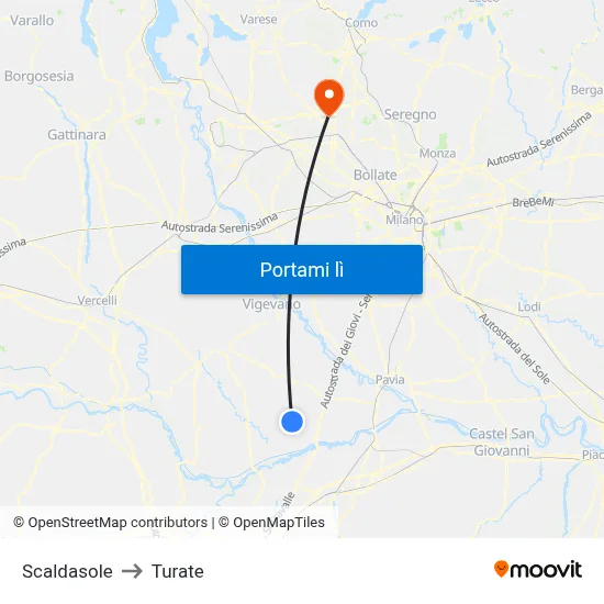 Scaldasole to Turate map