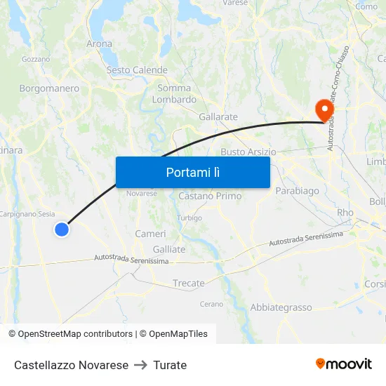 Castellazzo Novarese to Turate map