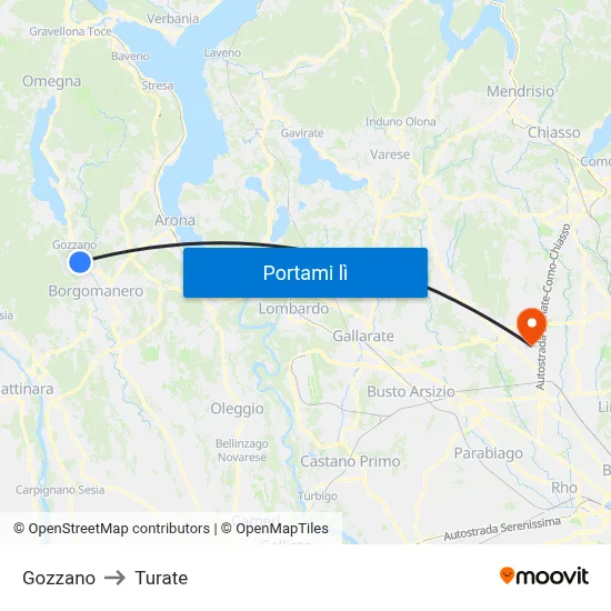 Gozzano to Turate map