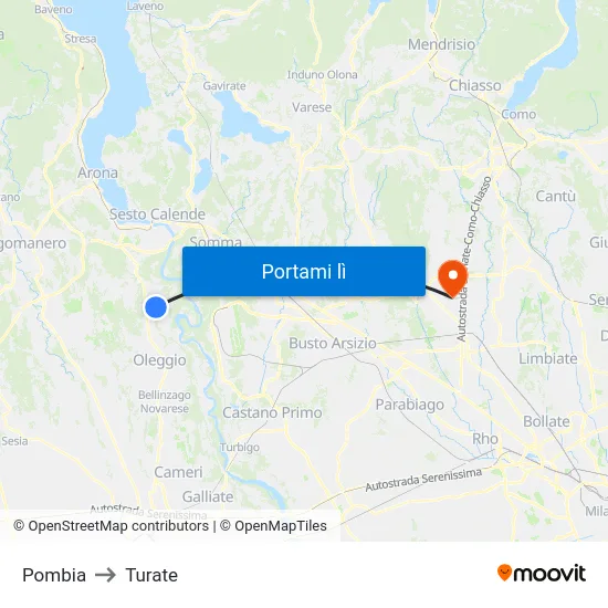 Pombia to Turate map
