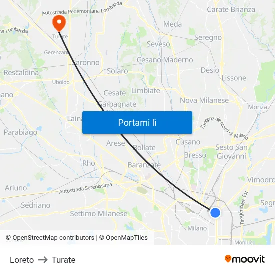 Loreto to Turate map