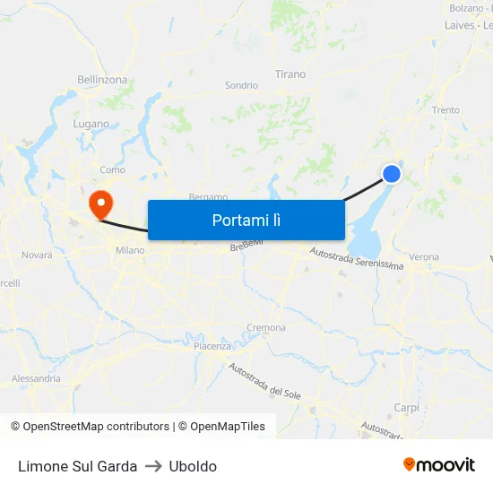 Limone Sul Garda to Uboldo map