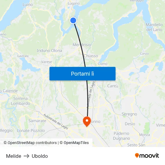 Melide to Uboldo map