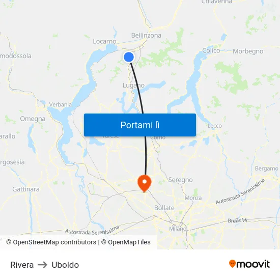 Rivera to Uboldo map