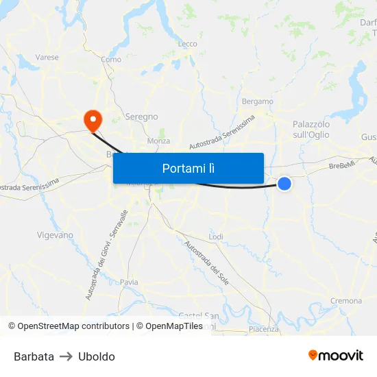Barbata to Uboldo map