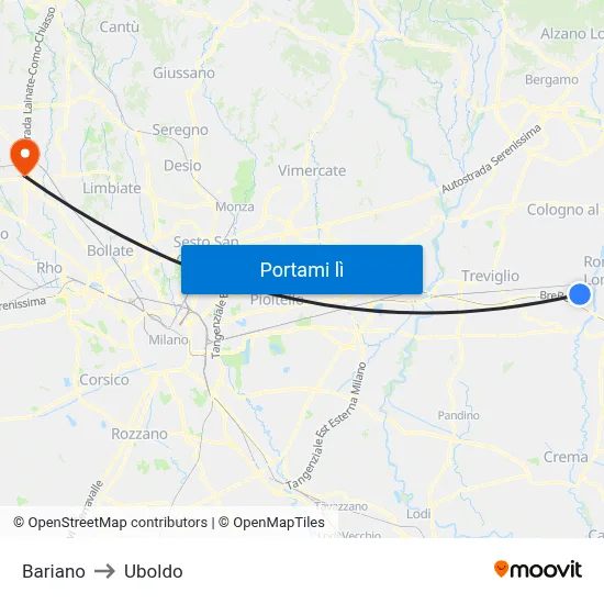 Bariano to Uboldo map