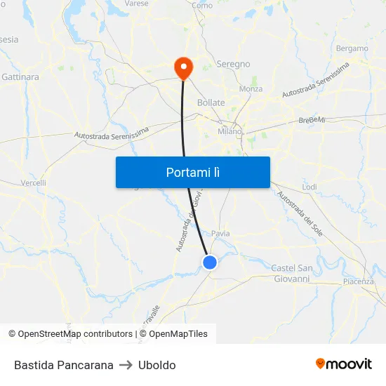 Bastida Pancarana to Uboldo map