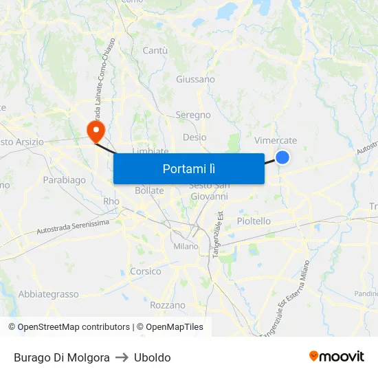 Burago Di Molgora to Uboldo map