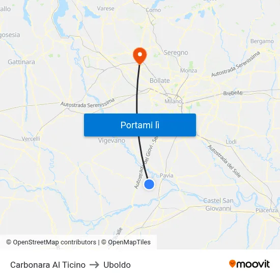 Carbonara Al Ticino to Uboldo map