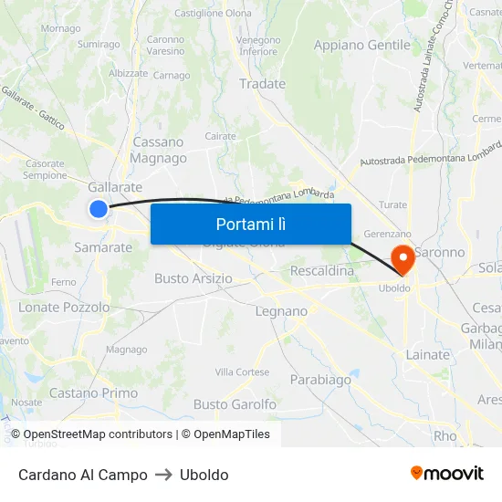 Cardano Al Campo to Uboldo map