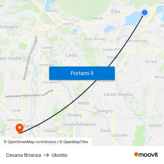 Cesana Brianza to Uboldo map