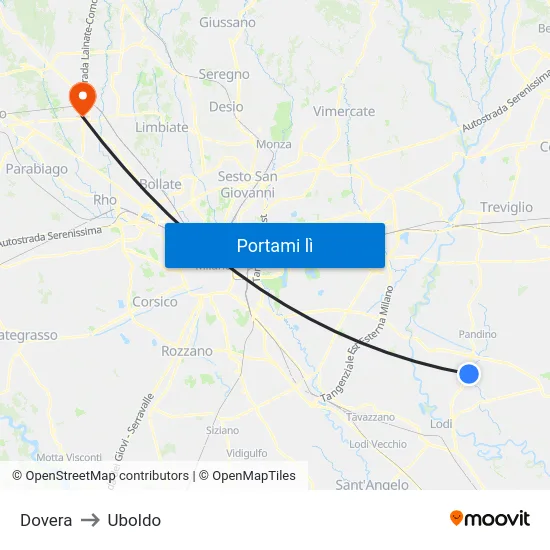 Dovera to Uboldo map