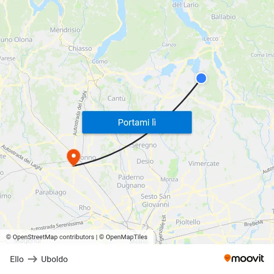 Ello to Uboldo map