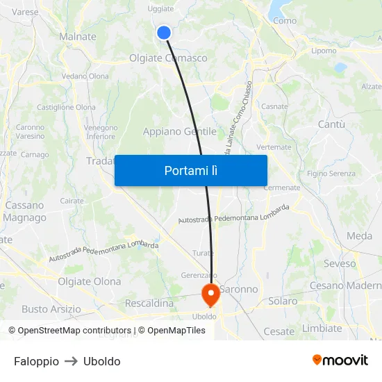 Faloppio to Uboldo map
