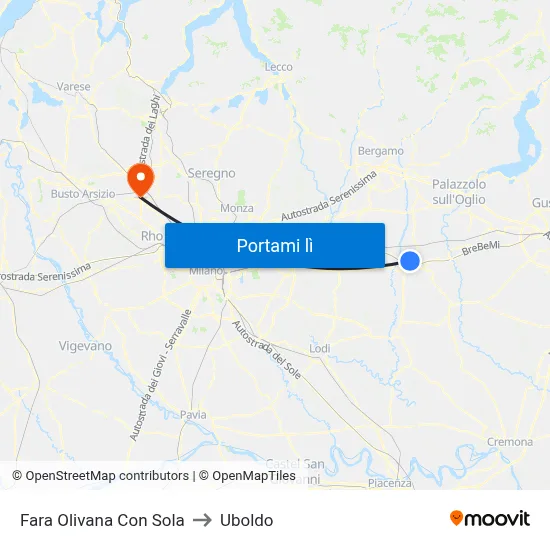 Fara Olivana Con Sola to Uboldo map