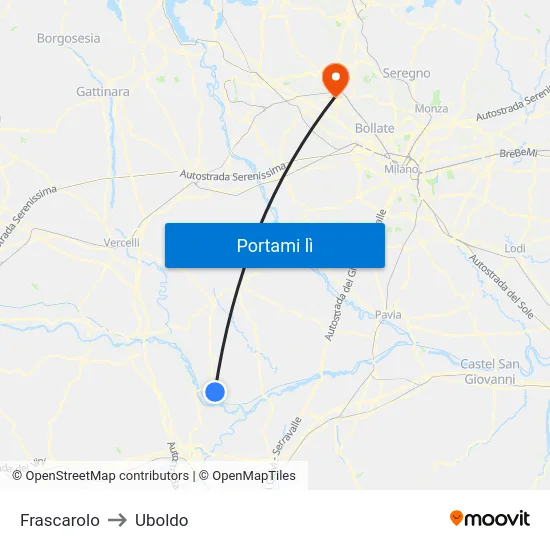 Frascarolo to Uboldo map