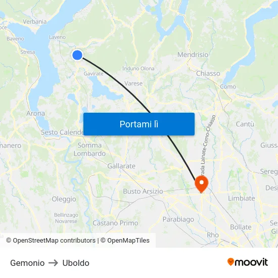 Gemonio to Uboldo map