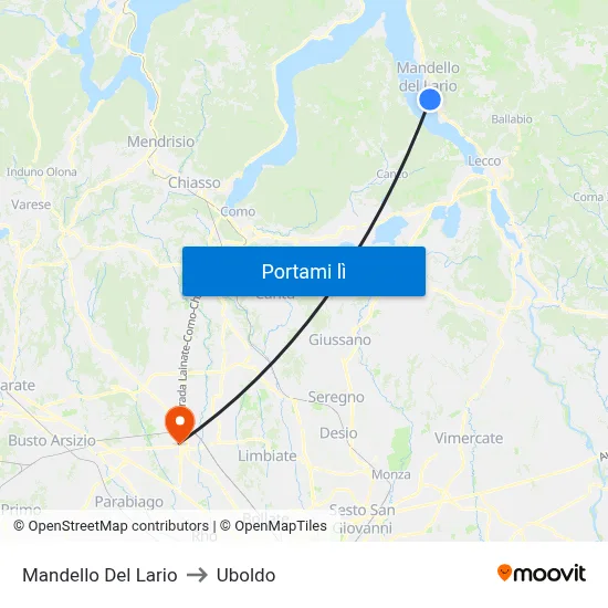Mandello Del Lario to Uboldo map