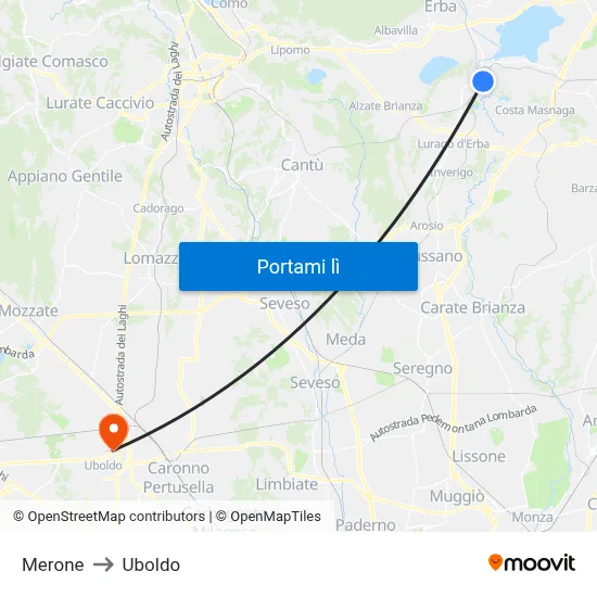Merone to Uboldo map