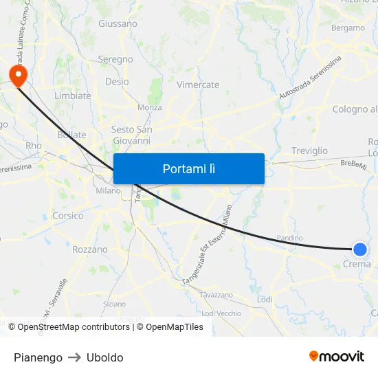 Pianengo to Uboldo map