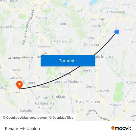 Renate to Uboldo map
