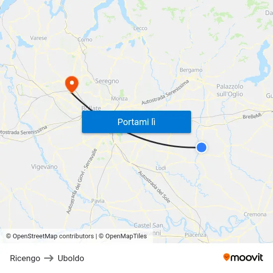 Ricengo to Uboldo map