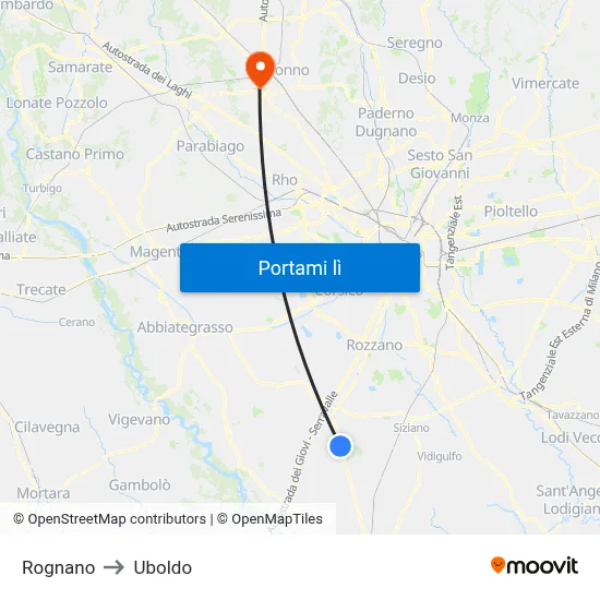 Rognano to Uboldo map