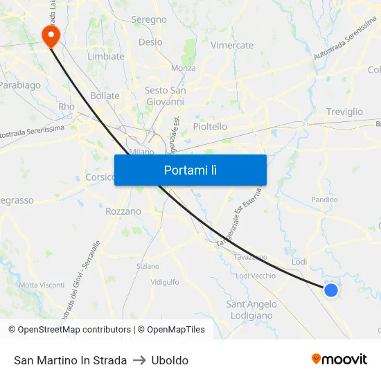 San Martino In Strada to Uboldo map