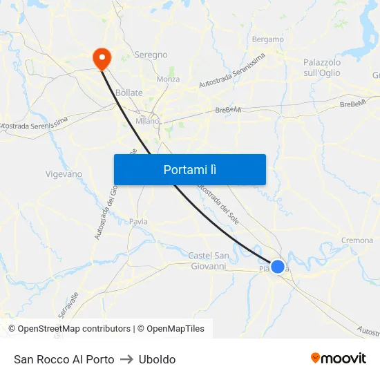 San Rocco Al Porto to Uboldo map