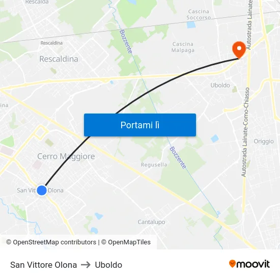 San Vittore Olona to Uboldo map