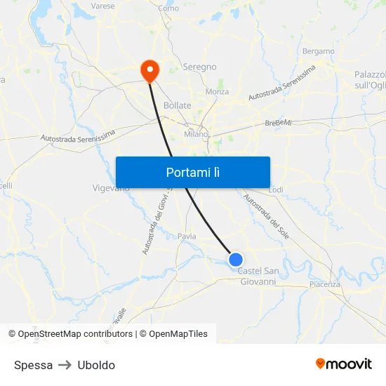 Spessa to Uboldo map