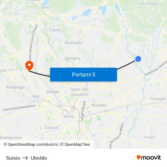 Suisio to Uboldo map