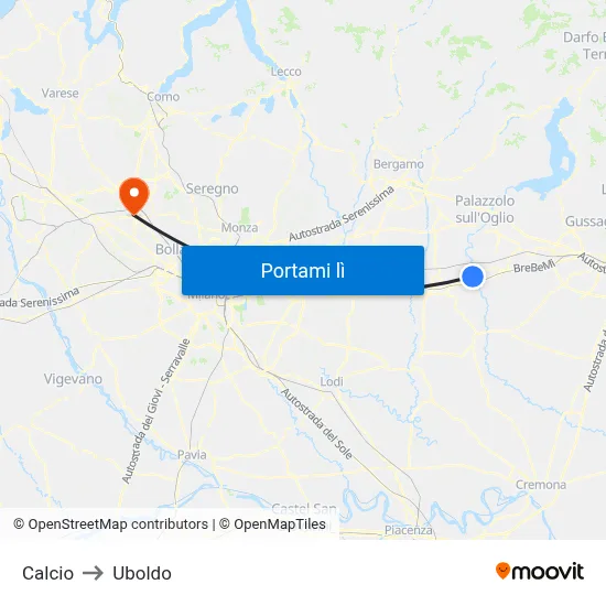 Calcio to Uboldo map