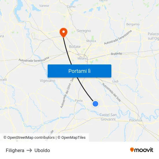 Filighera to Uboldo map