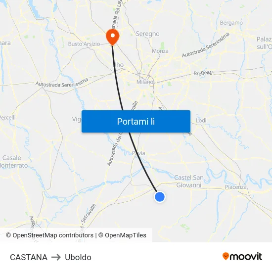 CASTANA to Uboldo map
