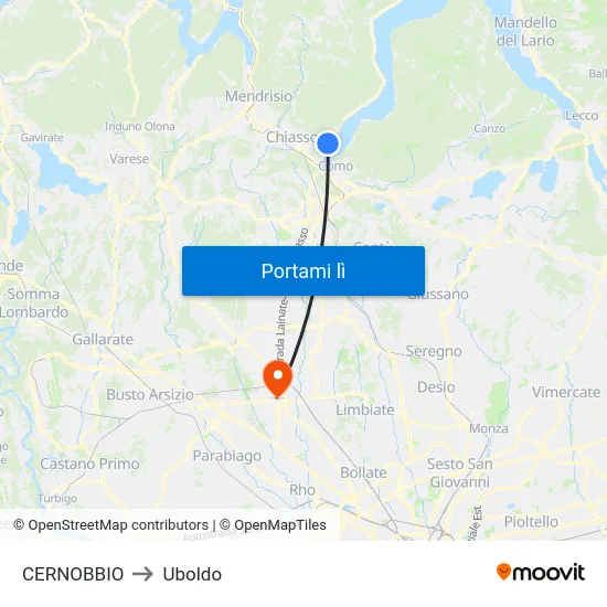 CERNOBBIO to Uboldo map