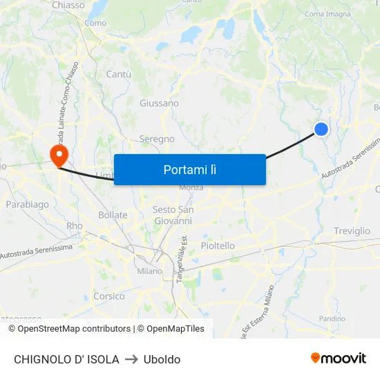 CHIGNOLO D' ISOLA to Uboldo map