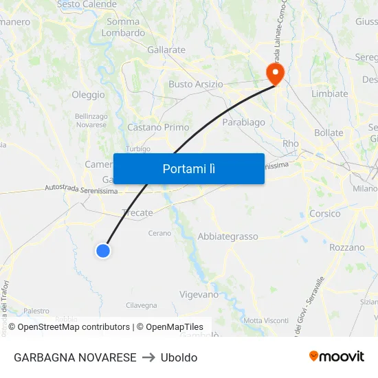 GARBAGNA NOVARESE to Uboldo map