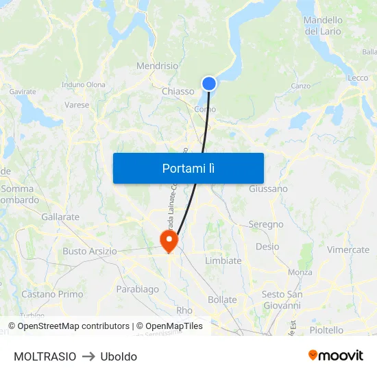 MOLTRASIO to Uboldo map