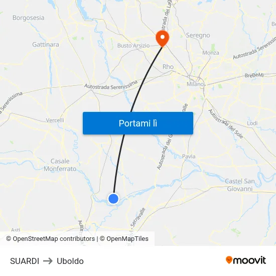 SUARDI to Uboldo map