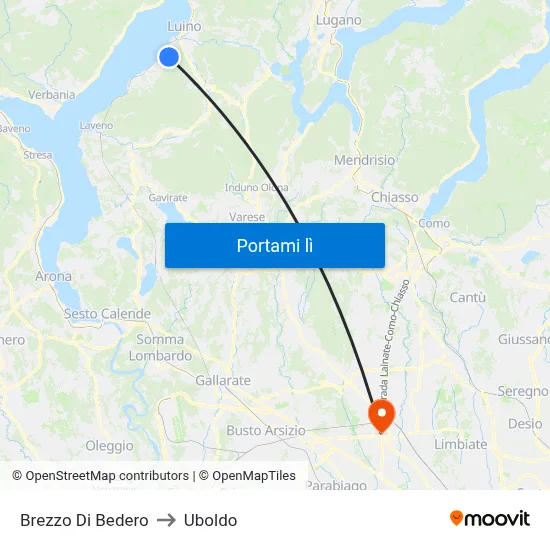 Brezzo Di Bedero to Uboldo map