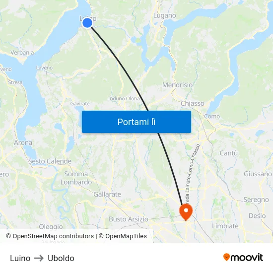 Luino to Uboldo map