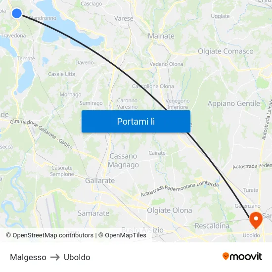 Malgesso to Uboldo map