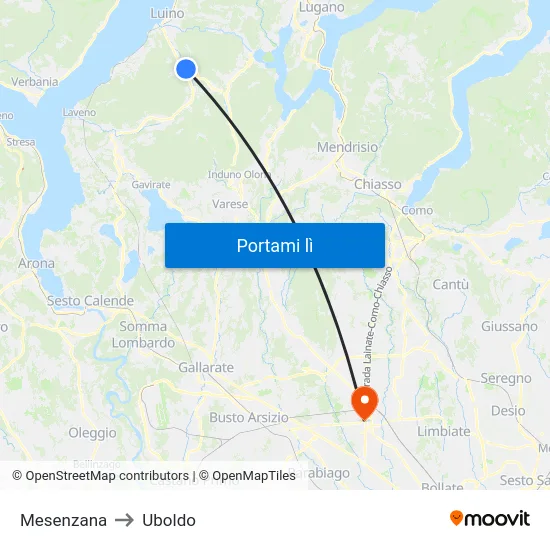 Mesenzana to Uboldo map