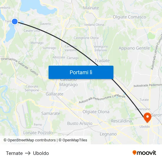 Ternate to Uboldo map
